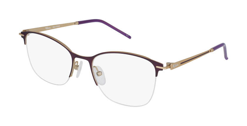 Óculos graduados senhora VEGA PUGD violeta/dourado - vue de 3/4