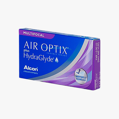 Lentilles de contact Air Optix Plus Hydraglyde Multifocal 3L - Vue de face