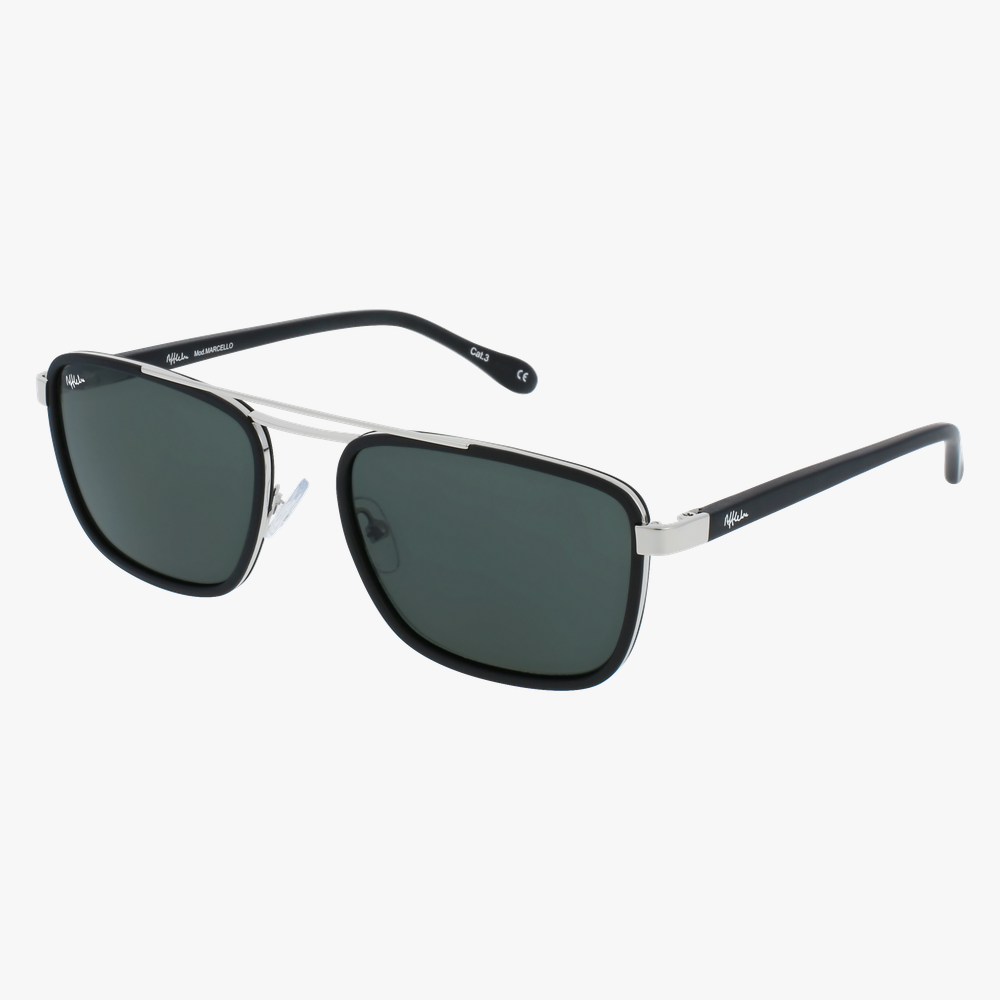 LUNETTES DE SOLEIL homme MARCELLO noir/argenté - Vue de face