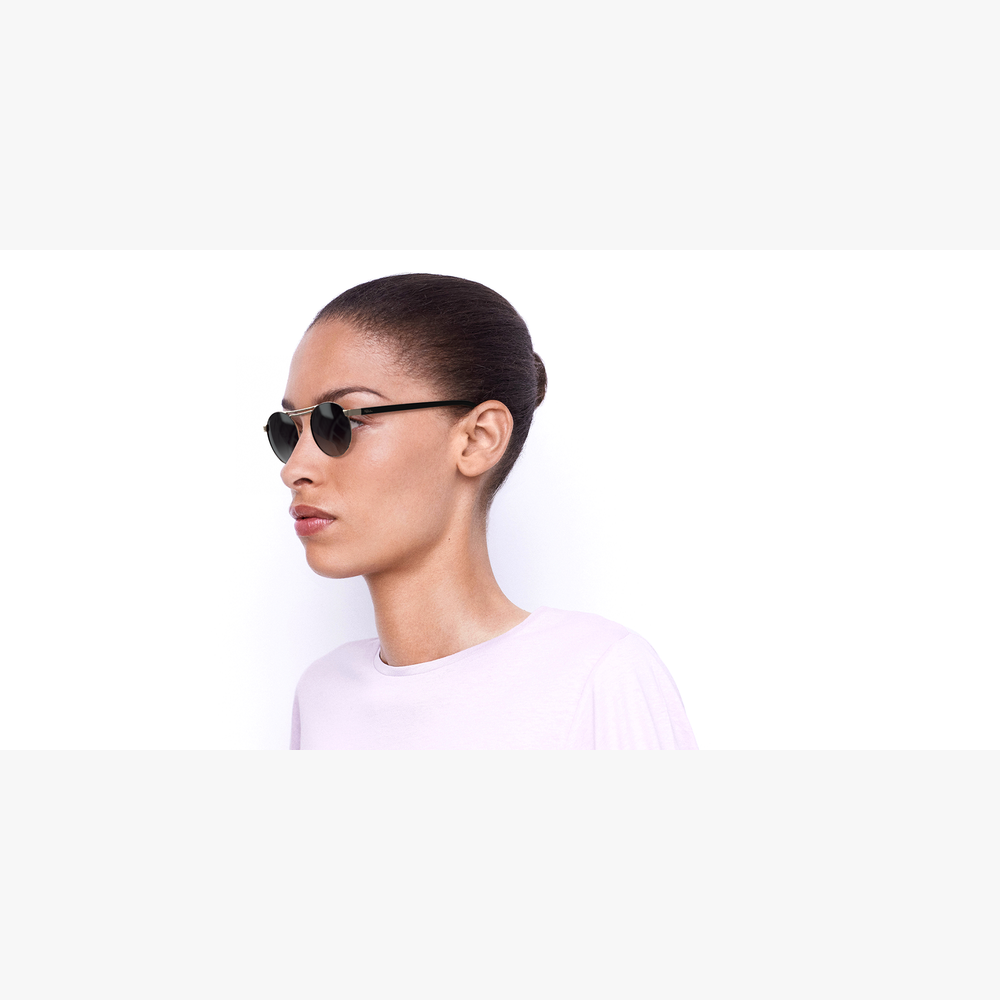 LUNETTES DE SOLEIL femme ROMY noir/doré - Vue de 3/4