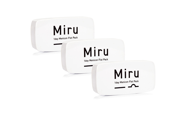 Lentilles de contact Miru 1day Menicon Flat Pack - 3*30 - Vue de face