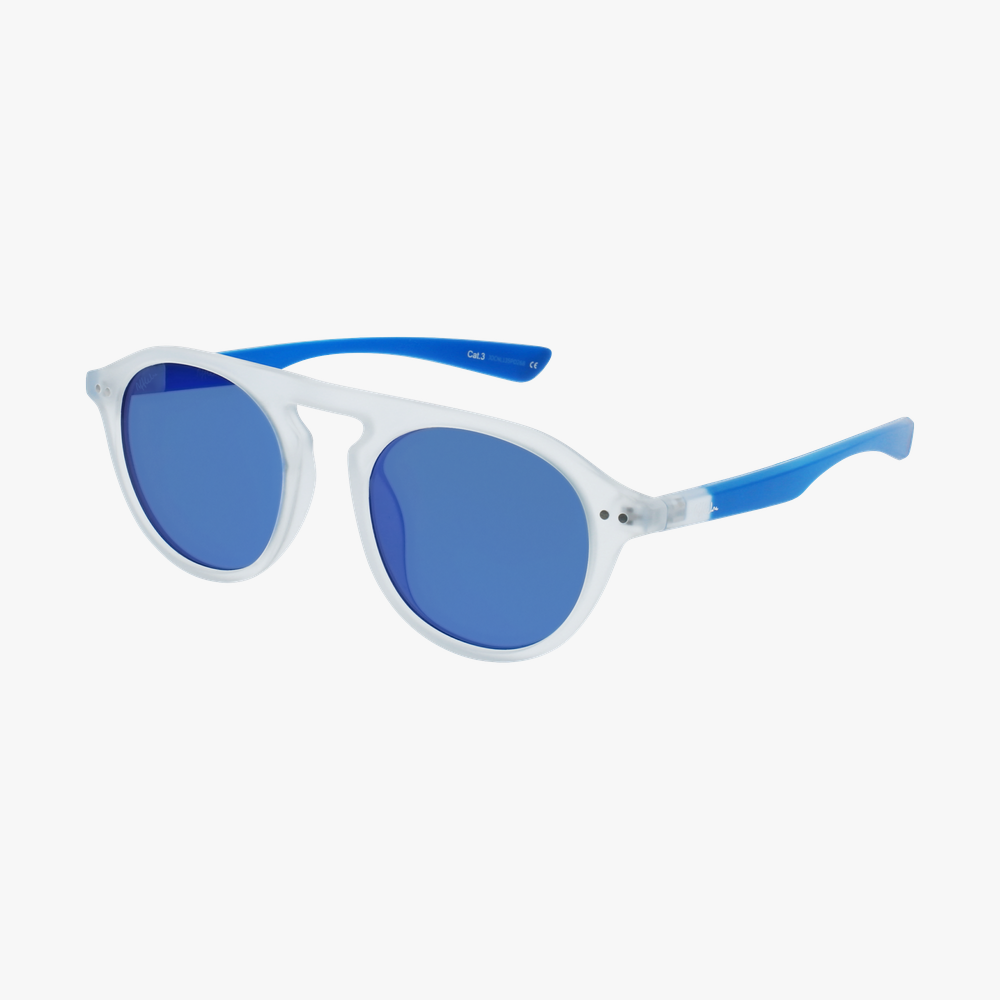 LUNETTES DE SOLEIL homme BORNEO POLARIZED blanc/bleu - Vue de 3/4
