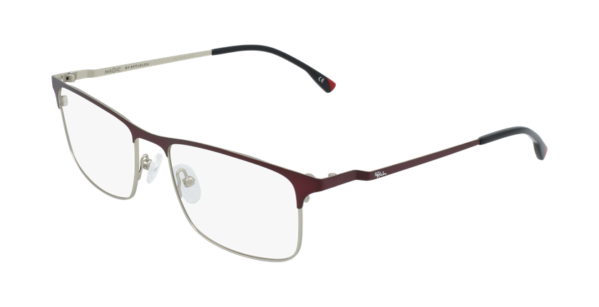 Óculos graduados homem MAGIC 51 BLUEBLOCK - BLOQUEIO LUZ AZUL vermelho/prateado - vue de 3/4