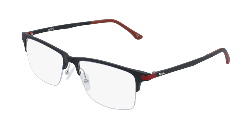 Óculos graduados homem MAGIC 56 BLUEBLOCK - BLOQUEIO LUZ AZUL preto/vermelho - vue de 3/4